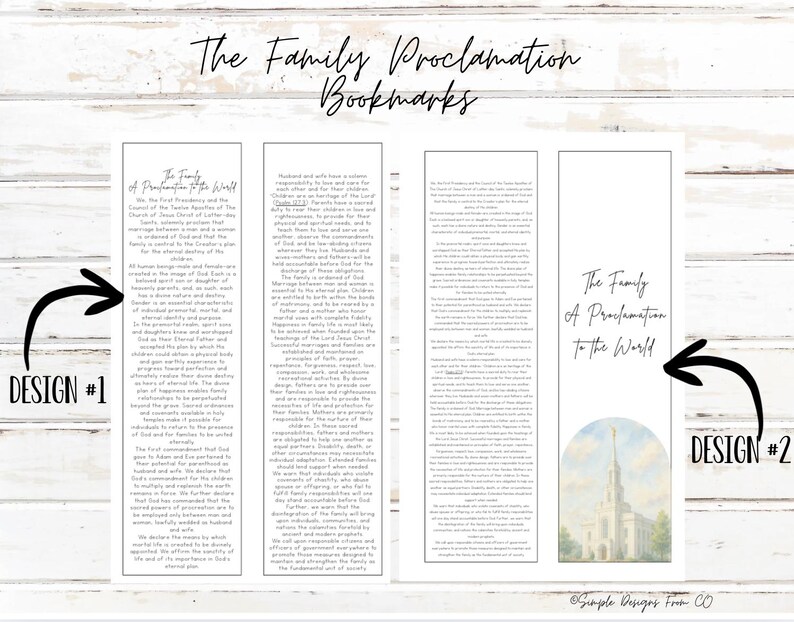The Family Proclamation Bookmarks -LDS Printable -double-sided ...