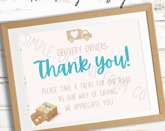 Delivery Driver Thank You Sign, Delivery Driver Snack Sign, Delivery Driver Sign Printable, Mail Carrier Sign, Delivery Driver Appreciation