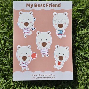 Cute Bear Sticker Sheet for Planners and Journals, Adorable Bear Sticker Sheet, Happy Bear Matte Sticker, Sweet Bear Journal Decor