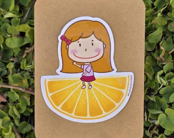 Lemon Girl Sticker, Positive Vibe Sticker, Lemon Themed Sticker, Lemon Lover Sticker, Happy Citrus Sticker, Bright & Cheerful Lemon Sticker