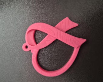 Llavero con lazo rosa - Mes de la Concientización sobre el Cáncer de Mama - Apoyo contra el Cáncer de Mama - Impresión 3D