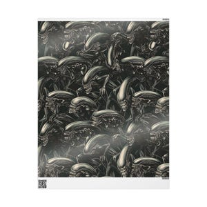 Alien Xenomorph Wrapping Papers, Dark Horror Gift Wrap, Unique Halloween Party Supplies, Sci-Fi Birthday Packaging, Spooky Event Decor