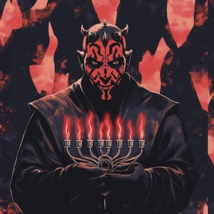 Carta da regalo per Hanukkah Darth Maul Menorah