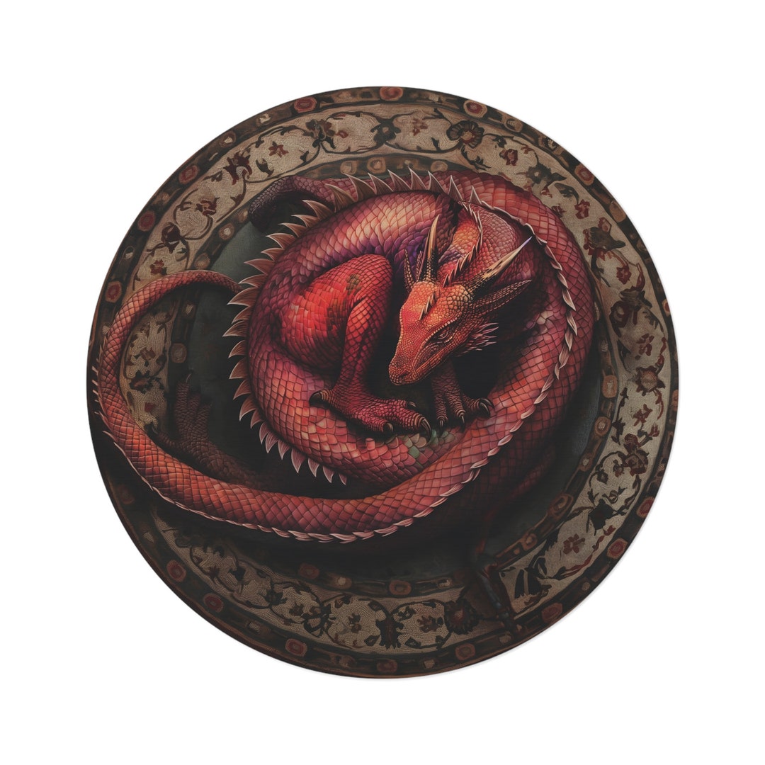 60 Round Rug: Snoozing Fireball Dragon - Etsy