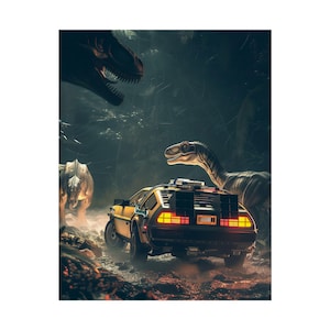 Retour vers le futur, DeLorean voyage à l&#39;âge du Jurassique Poster