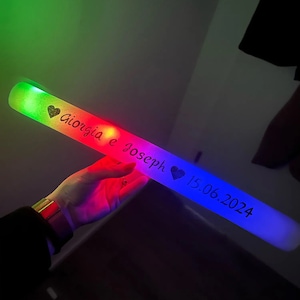 Customizable LED Foam Glow Sticks, Wands, Light Up LED Foam Stick. Multi or Single Color Flashing Glow Personalized Wedding Party Favor