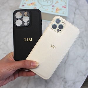 Personalized Leather Case For iPhone 16 15 Pro Max 14 Pro 13 12 Monogram Custom Engraved Leather Phone Cover for iPhone, Gift For Her Him