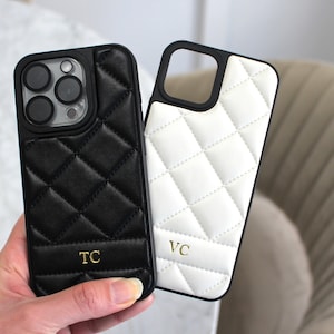 Personalized Luxury Leather Case For iPhone 15 Pro Max 14 Pro 13 12 Monogram Custom Engraved Leather Phone Cover for iPhone,Gift For Her Him