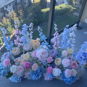 Pastel Wildflower Wedding Ground Flower Aisle Flower Floor Runner Wedding Arch Decor Party Background Decor Flower Arrangement