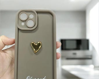 Personalized Heart Liquid Silicone Case For iPhone 17 16 15 Pro Max 14 13 12 11 Pro Custom Name Shockproof Phone Cover iPhone, Gift For Her