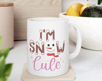 Weihnachten Keramikbecher, ich bin SCHNEE süße Tasse, Urlaub Kaffeetasse, Winter Trinkgefäße, festliche Teetasse, Weihnachtsgeschenk Tasse