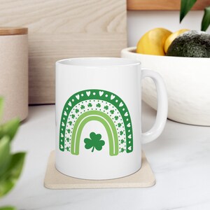 St Patrick&#39;s Rainbow, St Patricks Day, Lucky, Leprechaun, Lucky Rainbow, St Paddys Day, Shamrock Gift, Irish Coffee Mug, Ceramic Mug, 11oz