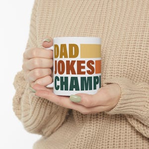 Dad Jokes Champion Keramiktasse, lustige Kaffeetasse für Humor-Enthusiasten, Geschenk für Papa, weiße Teetasse, Büro-Deko, Vatertag