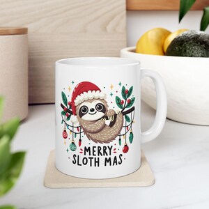 Mug en céramique - Mug de Noël paresseux, joyeux paresseux, tasse à café de vacances, tasse à thé de fête, cadeau de Noël amusant