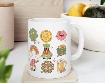 St Patrick's Icons, St Patricks Day, Lucky, Leprechaun, Lucky Rainbow, St Paddys Day, Shamrock Gift, Irish Coffee Mug, Ceramic Mug, 11oz