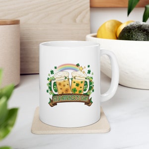 Happy St Patricks Day, St Patricks Day, Lucky, Leprechaun, Lucky Rainbow, St Paddys Day, Shamrock Gift, Irish Coffee Mug, Ceramic Mug, 11oz