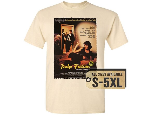 Pulp Fiction V27 Natural White Gray Vintage Men T Shirt All