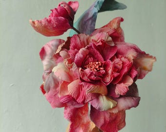 Rose Silk brooch pin, Amaryllis artificial flower brooch, Flower Brooch
