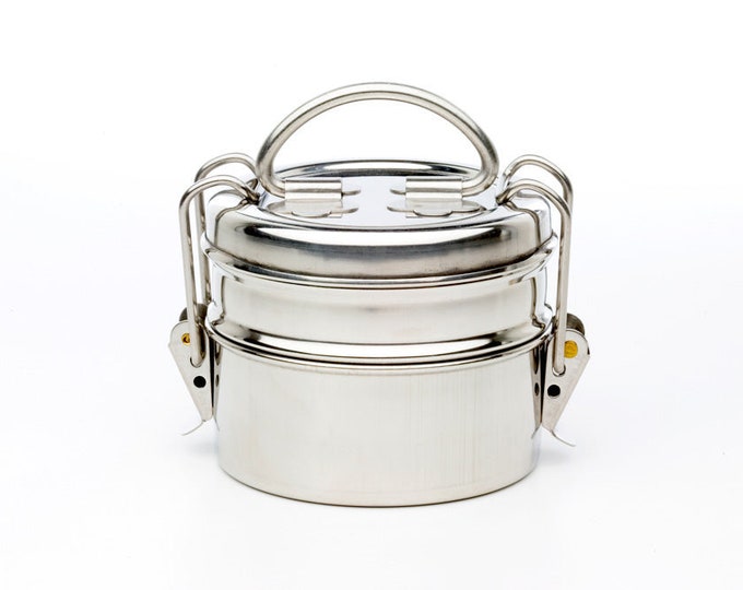 Mini Stainless Steel Tiffin: Double-Stack Indian Lunchbox