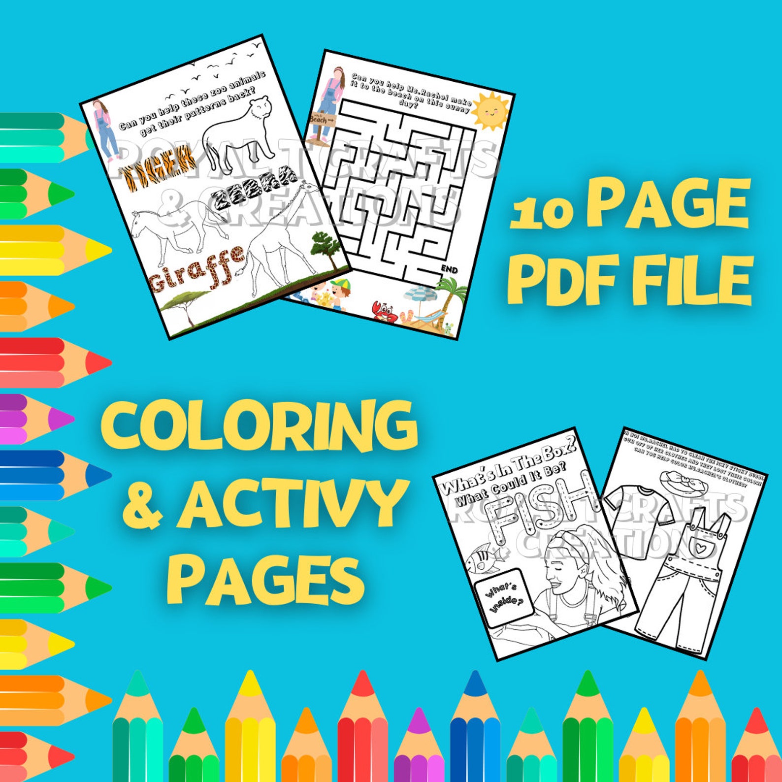 10 Page Ms Rachel Coloring & Activity PRINTABLE - Etsy