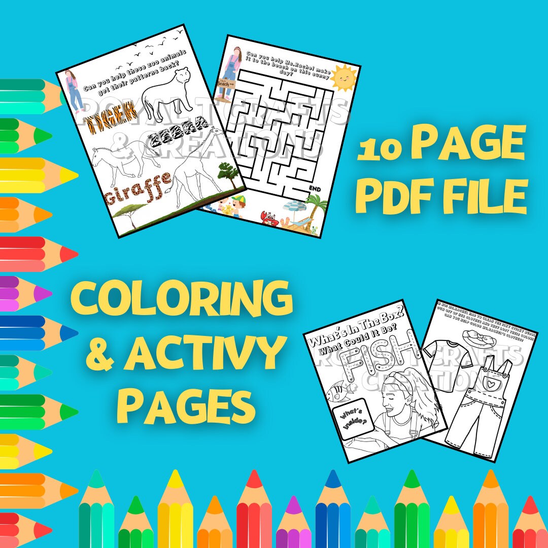 10 Page Ms Rachel Coloring & Activity PRINTABLE - Etsy