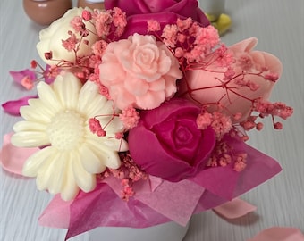 Bouquet de fleurs cire, Bouquet de fleurs bougie, bougie pour lui, bougie pour elle, bougie cadeau, bougie, candle, Bougie bouquet, cadeau