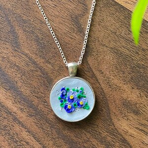 Handmade Clay Violets Bouquet Necklace