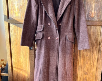 Vintage bordeauxrode wollen tweed jas