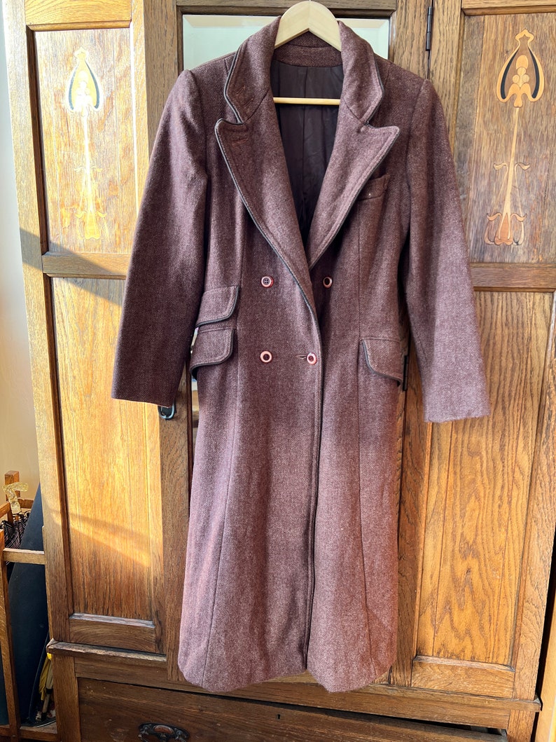 Vintage wool tweed burgundy coat image 1