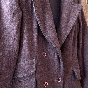 Vintage wool tweed burgundy coat image 2