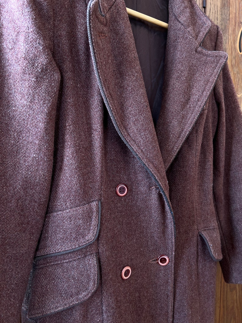 Vintage wool tweed burgundy coat image 2