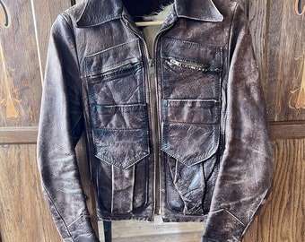 The Perfect Vintage Leather European Bomber Motorcycle Jacket from the early 1970s