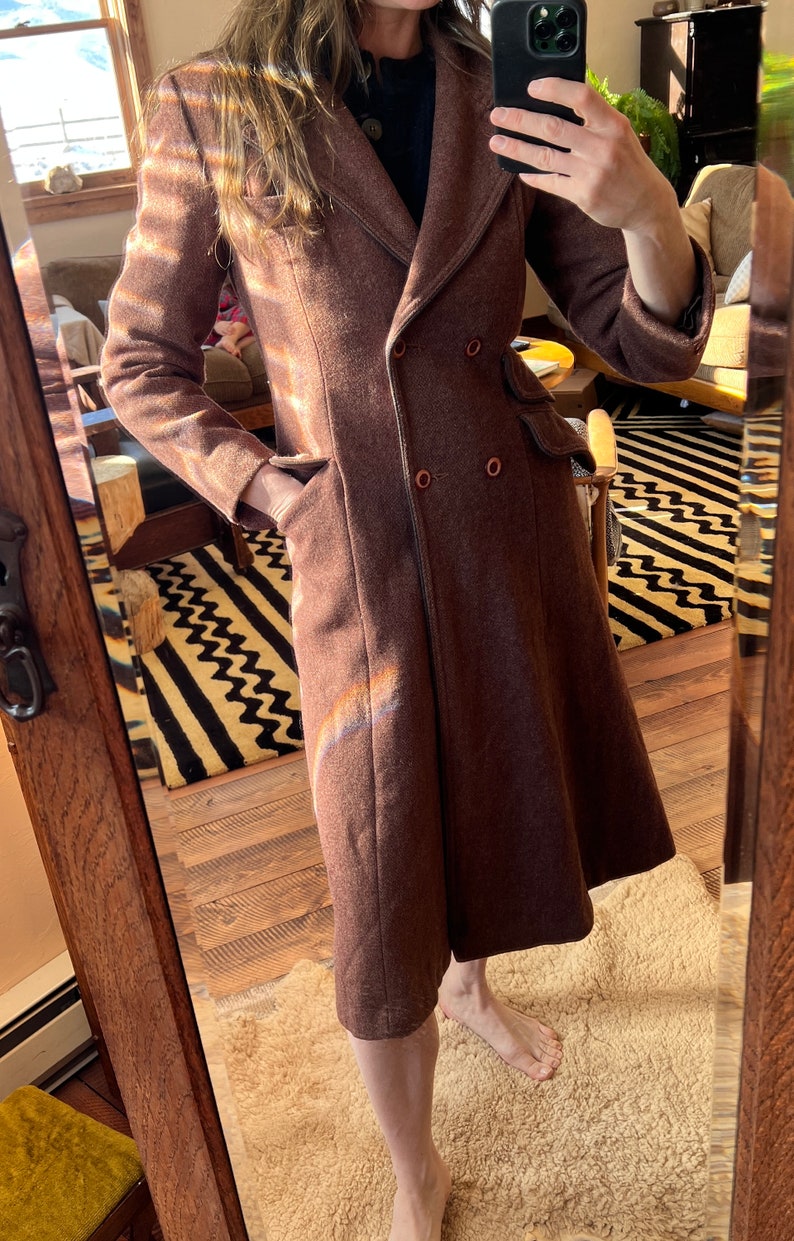 Vintage wool tweed burgundy coat image 8