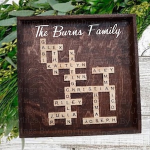 Personalized Scrabble Tile Box Frame, Scrabble Word Tile Crossword Art Name Frame Wedding, Anniversary, Birthday, Christmas Gifts