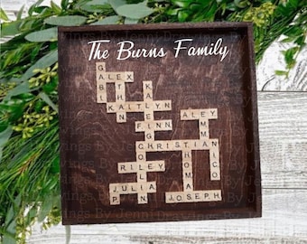 Personalized Scrabble Tile Box Frame, Scrabble Word Tile Crossword Art Name Frame Wedding, Anniversary, Birthday, Christmas Gifts