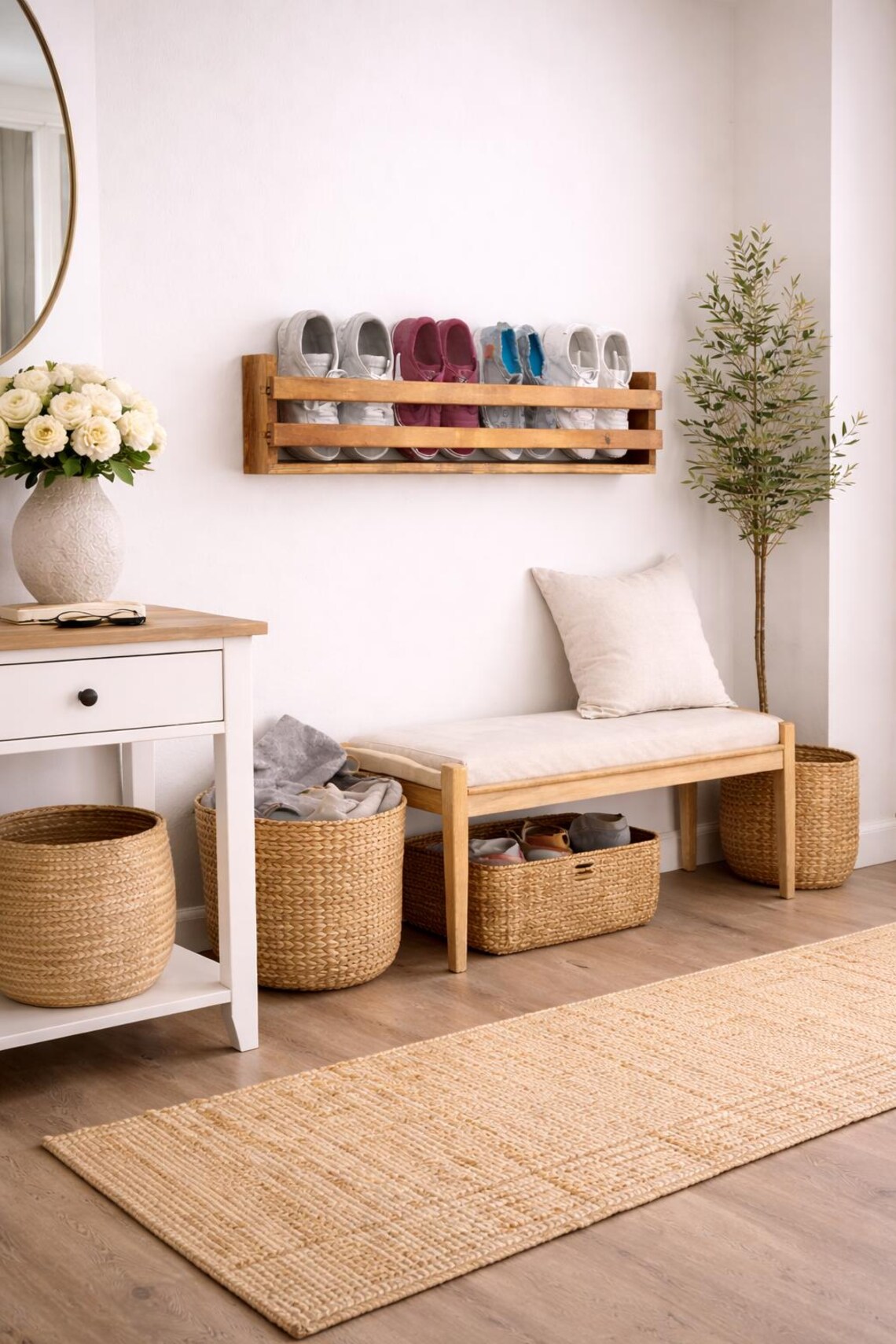 35 Inch Floating Shoe Rack, Shoe Storage - Etsy