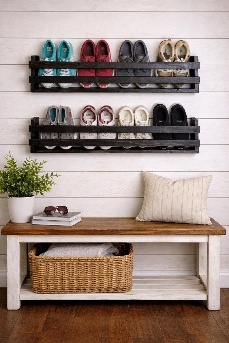 35 Inch Floating Shoe Rack, Shoe Storage - Etsy