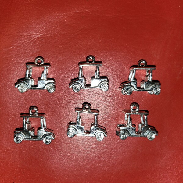 3D Pewter Golf Cart Charm