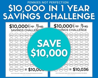 Money Savings Challenge, Money Printable, Savings Tracker, Save 10,000 Dollars
