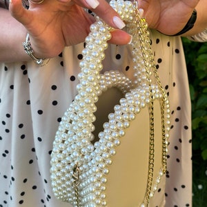 Elegante bolso de perlas hecho a mano, exclusivo bolso de noche con perlas, bolso de alta calidad, bolso de boda, elegante bolso de perlas, clutch.