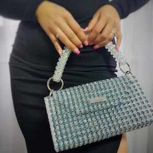 Elegant handmade beaded bag, crystal&acrylic beads, unique purse, luxury handmade shoulder bad, sparkling clutch