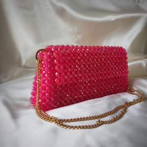 Elegant handmade beaded bag, crystal&acrylic beads, unique purse, luxury handmade shoulder bad, sparkling clutch