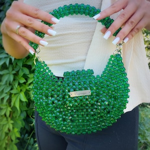 Handmade crystal beaded bag, sparkling brown and silver sholder  sholder bag, exklusive, partybag, designerbag.