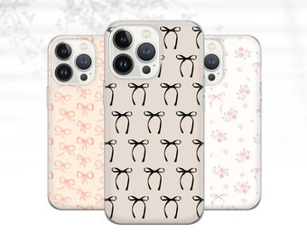 Bow pattern Phone Case Coquette aesthetic Cover for iPhone 15 14 13 12, Samsung S23 S22 A74 A54 A14, Pixel 8 Pro 7A