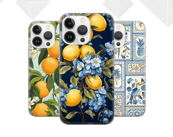 Tropical lemon Phone Case Mediterranean summer Cover for iPhone 16 15 14 13 12 Pro Xs Samsung S24 S23 S22 FE A25 A15 Pixel 9 8A 7