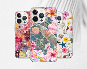 Tropical hawaii Phone Case Hibiscus flower Cover for iPhone 15 14 13 12 Pro Xs SE Samsung S24 S23 S22 FE A25 A15 Pixel 8A 7 Pro