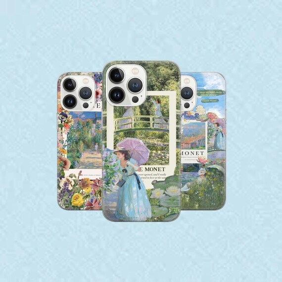Claude monet Phone Case Floral painting Cover for iPhone 15 14 13 12 Pro Xs SE Samsung S24 S23 S22 FE A25 A15 Pixel 8A 7 Pro