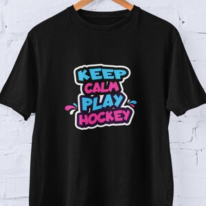 Kids Keep Calm Play Hockey Shirt, Kids Hockey Shirt, Hockey Shirt for Kids, Hockey Gift, Kids Sports Shirt