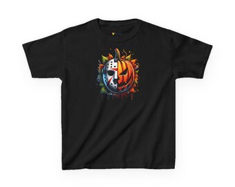 Kids Pumpkin Hockey Goalie Shirt, Halloween Goalie Mask Tee, Hockey Halloween Gift