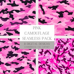 Motifs numériques camouflage rose : 9 arrière-plans transparents de haute qualité à télécharger instantanément
